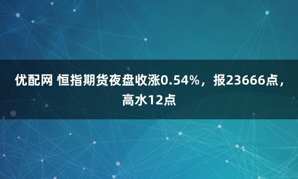 优配网 恒指期货夜盘收涨0.54%，报23666点，高水12点