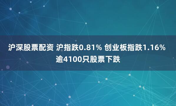 沪深股票配资 沪指跌0.81% 创业板指跌1.16% 逾4100只股票下跌
